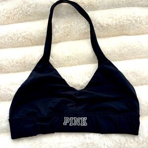 PINK Victoria's Secret Black Halter Bralette Sports Bra Small S